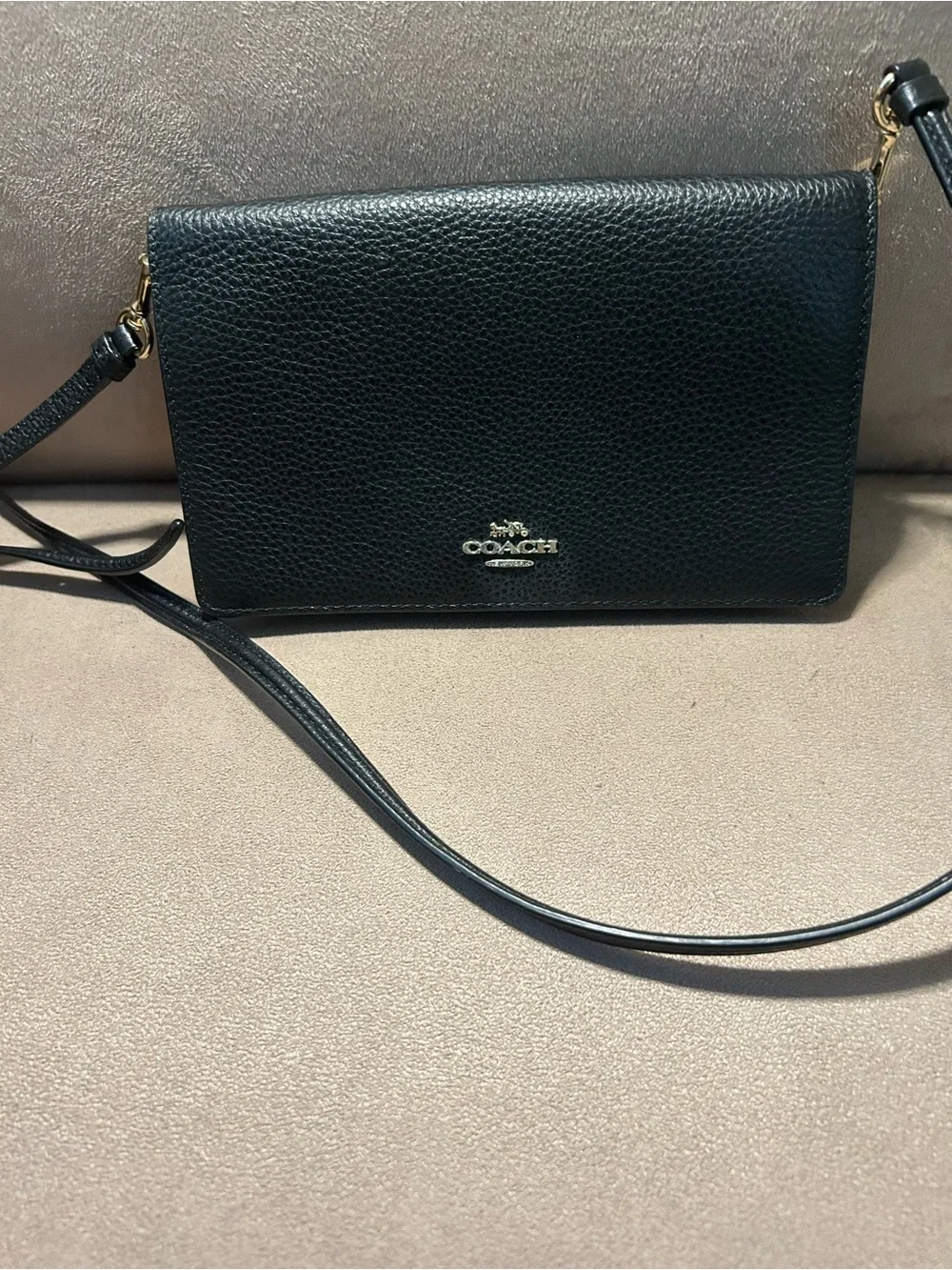 Coach Anna Foldover Clutch Leather Crossbody Wallet